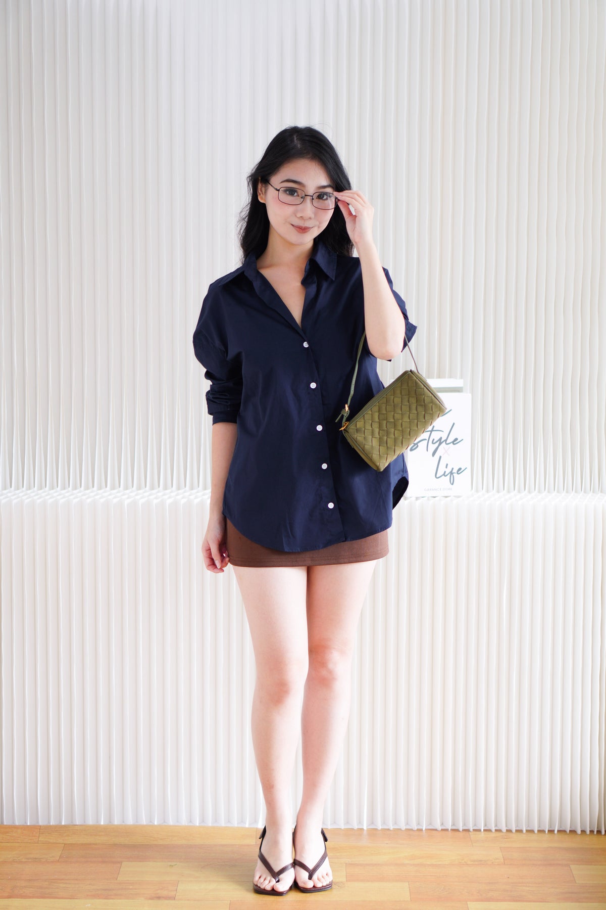 Fred Button Down Long Sleeve Top in Dark Blue