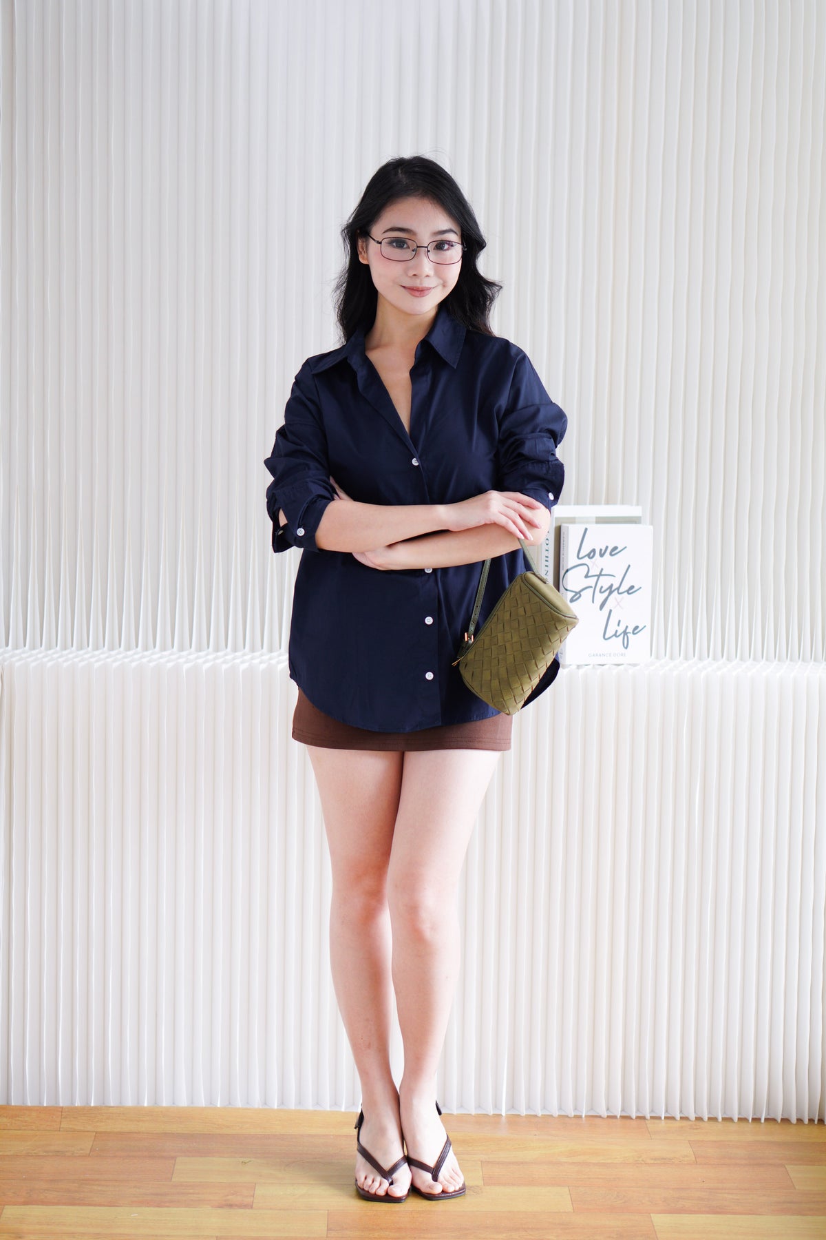 Fred Button Down Long Sleeve Top in Dark Blue