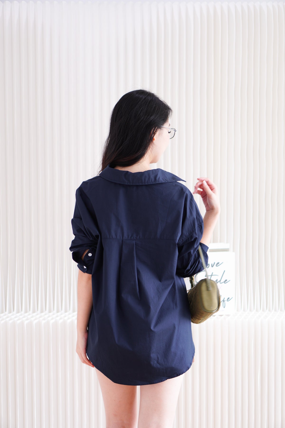 Fred Button Down Long Sleeve Top in Dark Blue