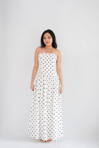 Selita Polkadot Tube Maxi Dress in White