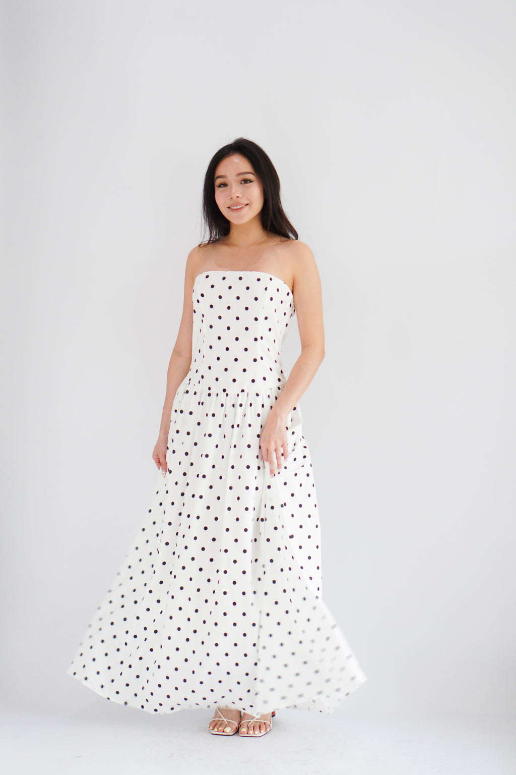 Selita Polkadot Tube Maxi Dress in White