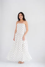 Selita Polkadot Tube Maxi Dress in White