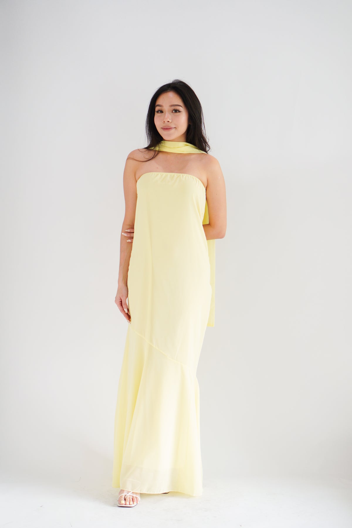 Romee Tube Maxi Dress with Sash in Yellow