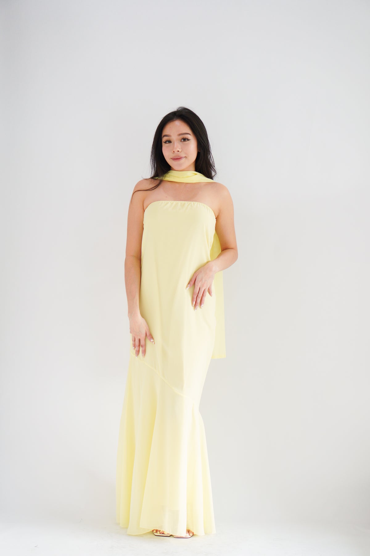 Romee Tube Maxi Dress with Sash in Yellow