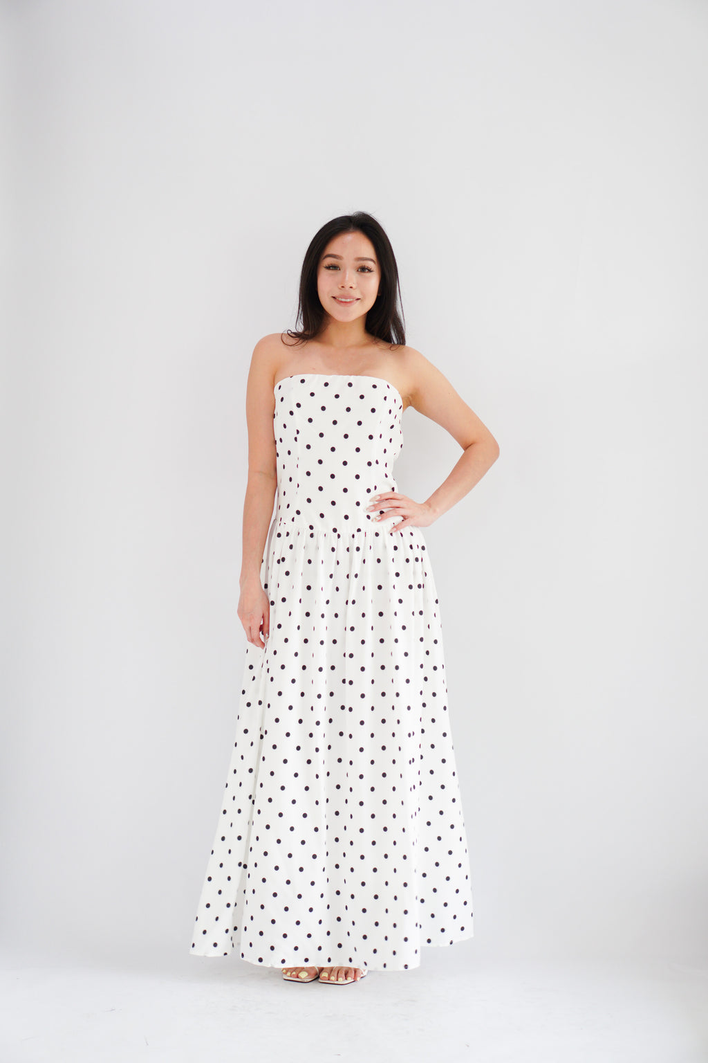 Selita Polkadot Tube Maxi Dress in White
