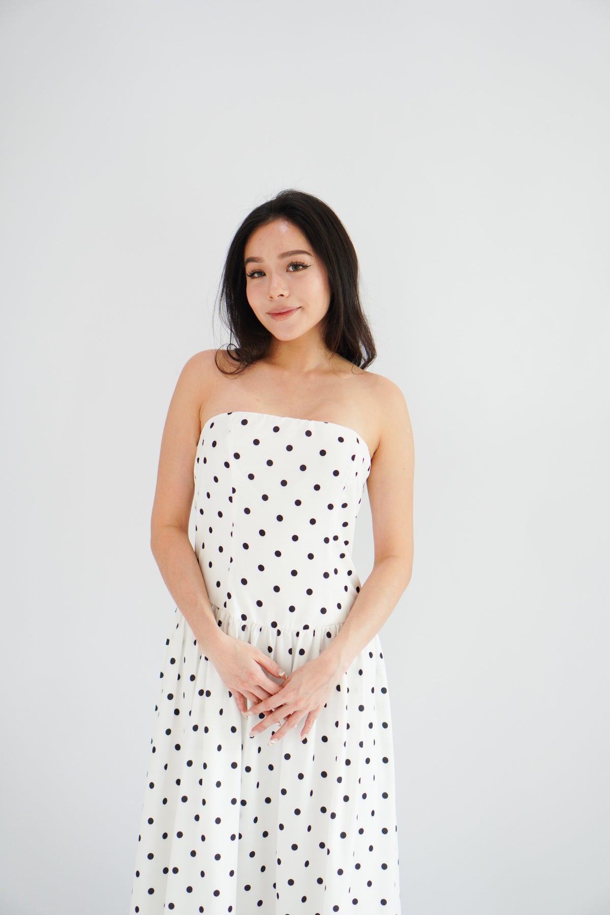 Selita Polkadot Tube Maxi Dress in White