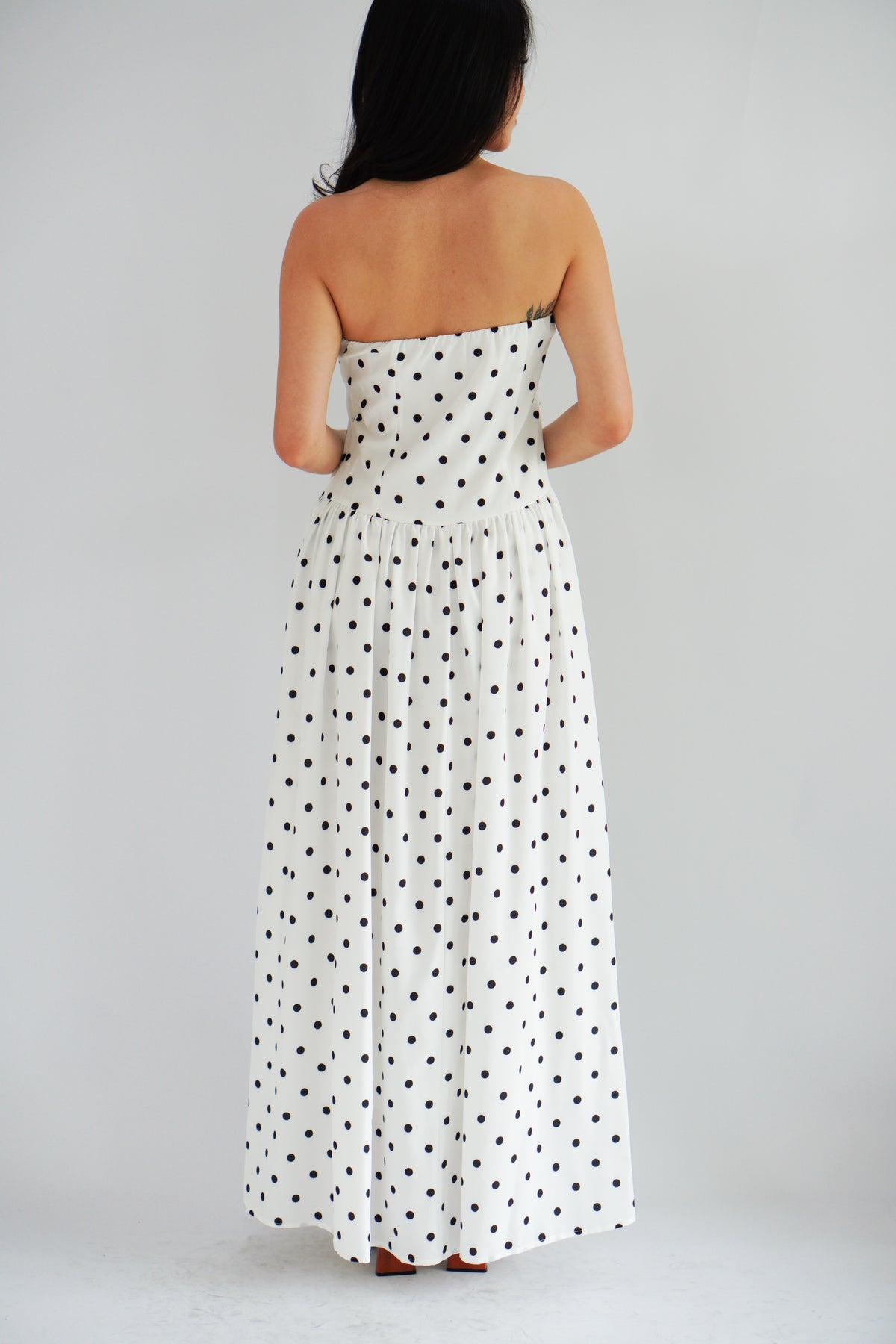 Selita Polkadot Tube Maxi Dress in White