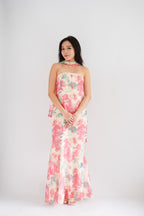 Romee Tube Maxi Dress with Sash in Floral Cream