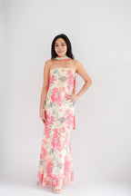 Romee Tube Maxi Dress with Sash in Floral Cream