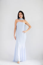 Romee Tube Maxi Dress with Sash in Light Blue