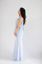 Romee Tube Maxi Dress with Sash in Light Blue