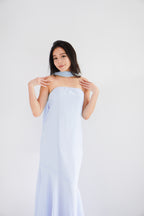 Romee Tube Maxi Dress with Sash in Light Blue
