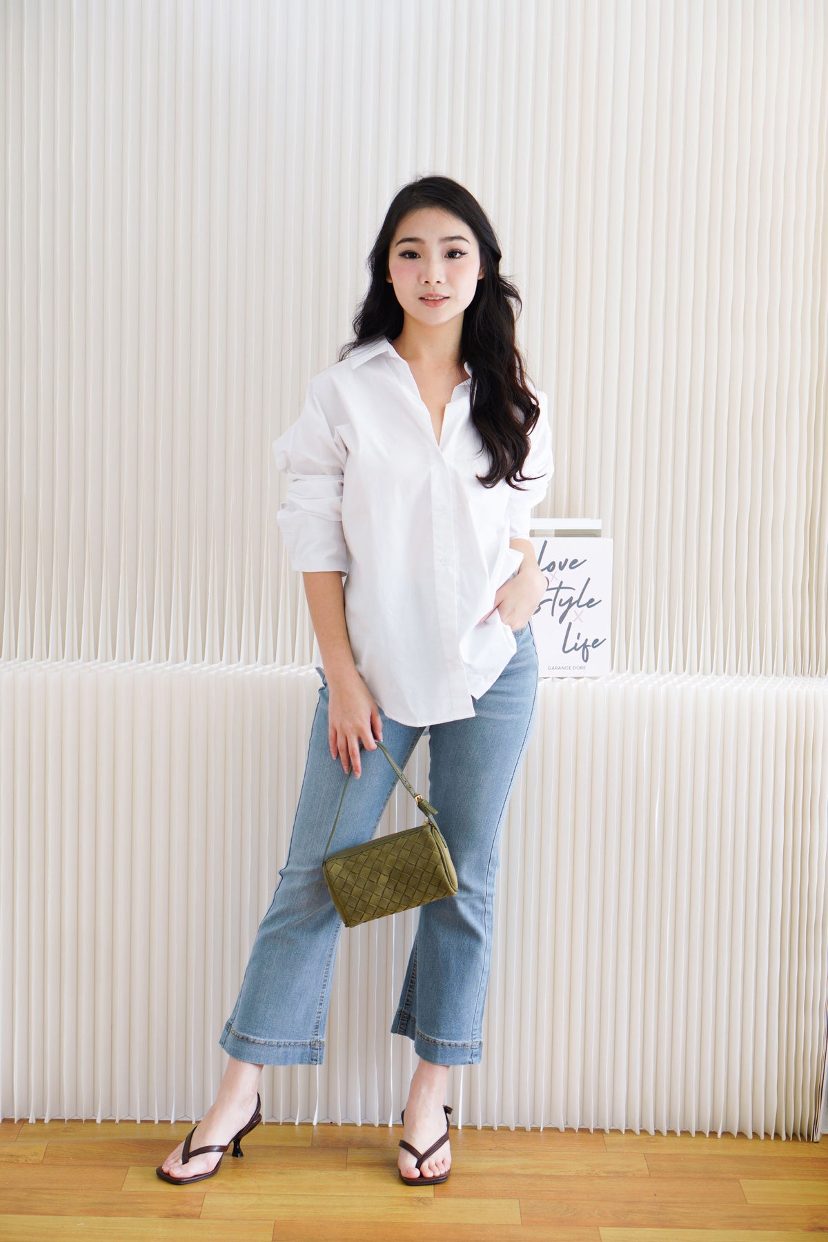 Fred Button Down Long Sleeve Top in White
