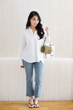 Fred Button Down Long Sleeve Top in White