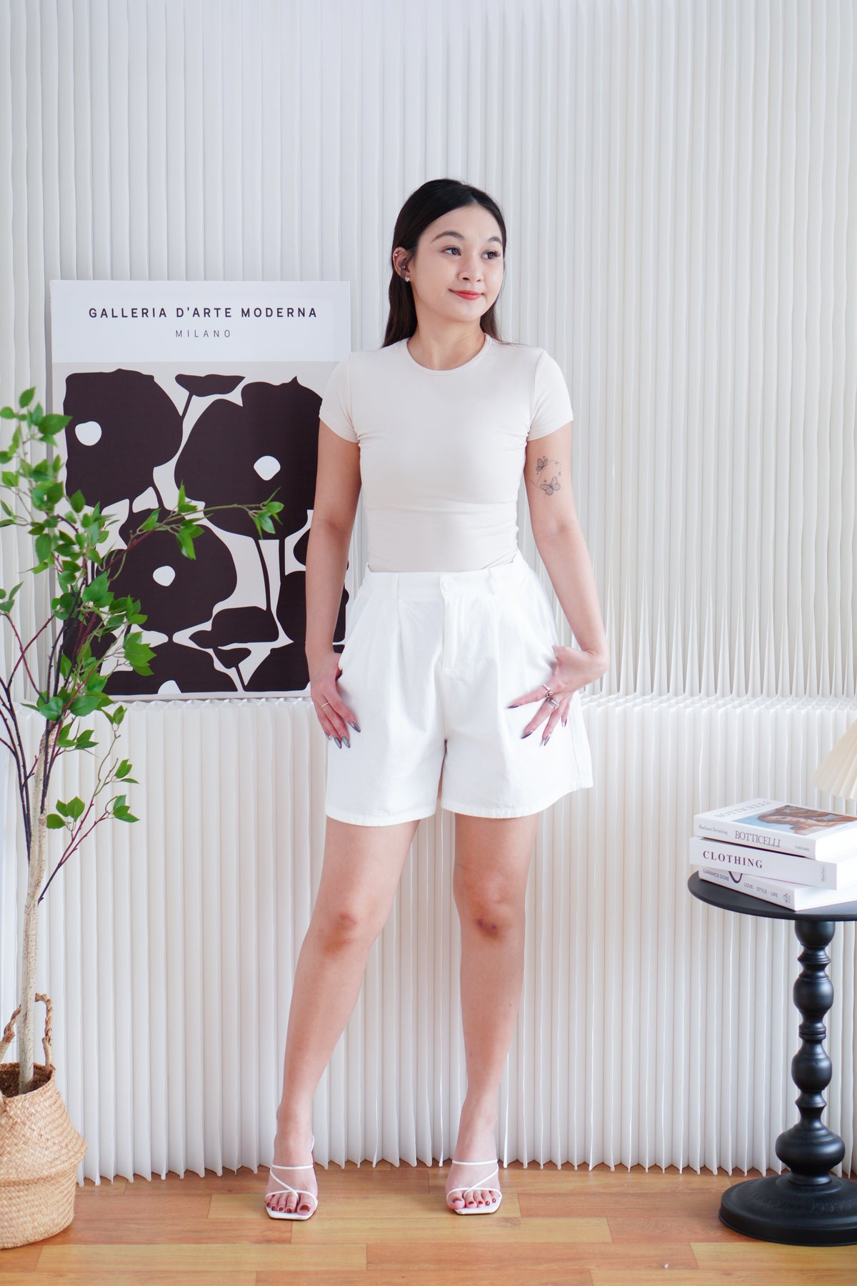 Jess Basic Round Neck Top in Beige
