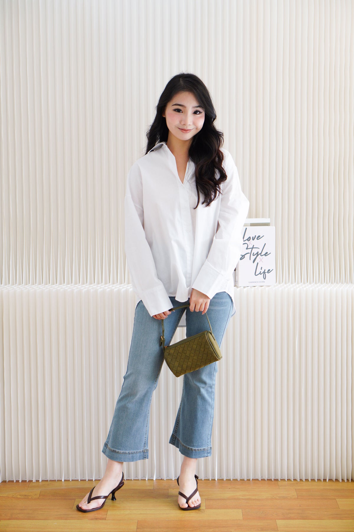 Fred Button Down Long Sleeve Top in White