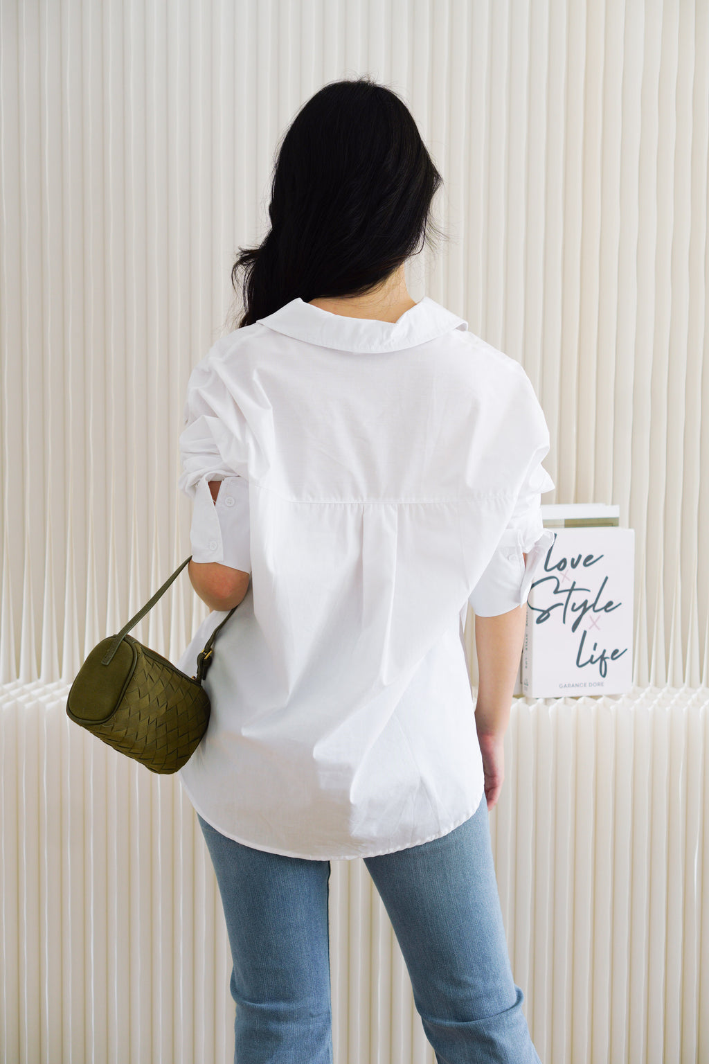 Fred Button Down Long Sleeve Top in White