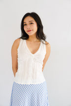 Kaelia Lace V Neck Top in White
