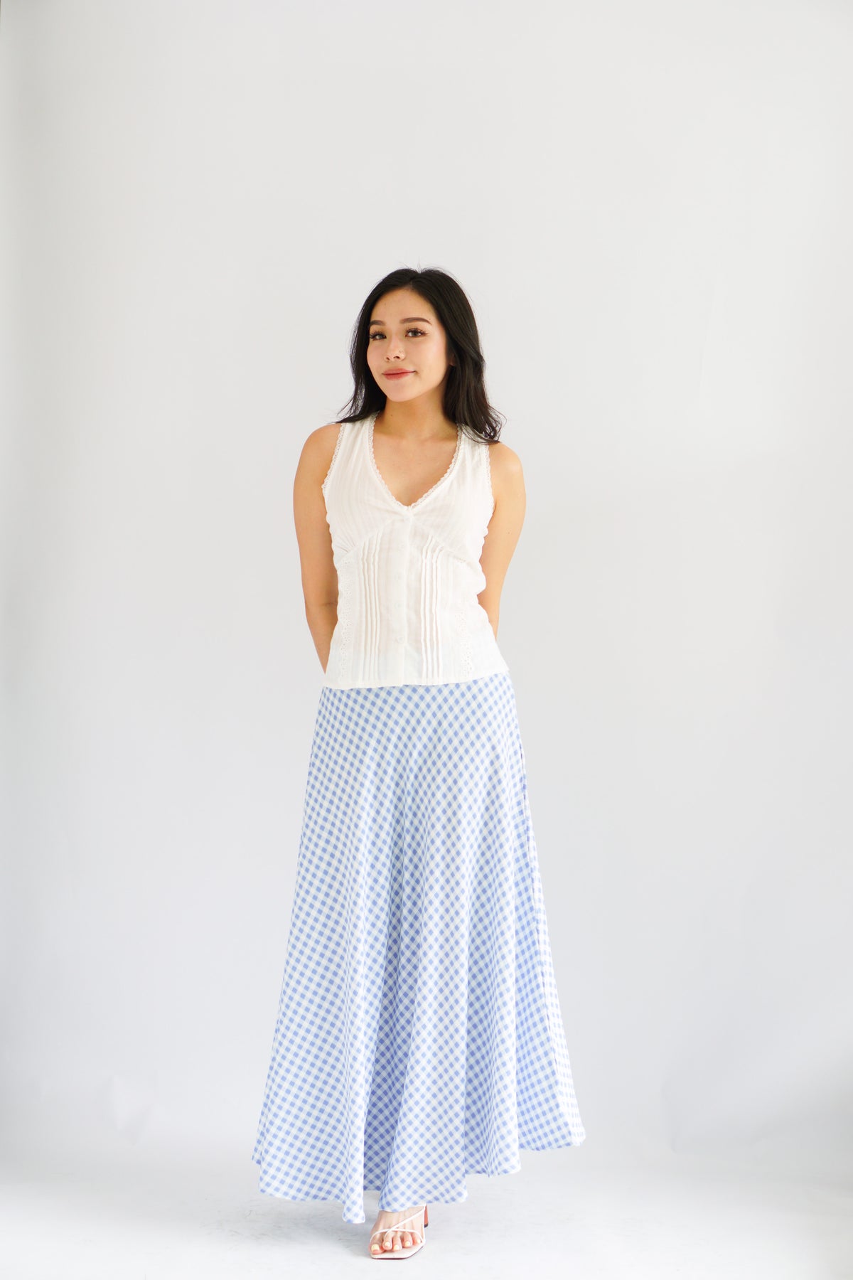 Kaelia Lace V Neck Top in White