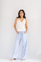Kaelia Lace V Neck Top in White
