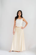 Everlia Ruched Maxi Skirt in Beige