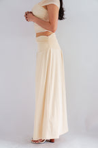 Everlia Ruched Maxi Skirt in Beige