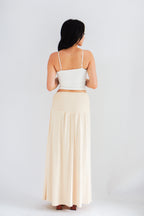 Everlia Ruched Maxi Skirt in Beige