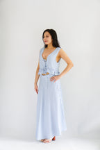 Meadow Gingham A-Line Skirt in Blue