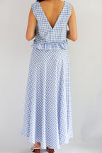 Meadow Gingham A-Line Skirt in Blue