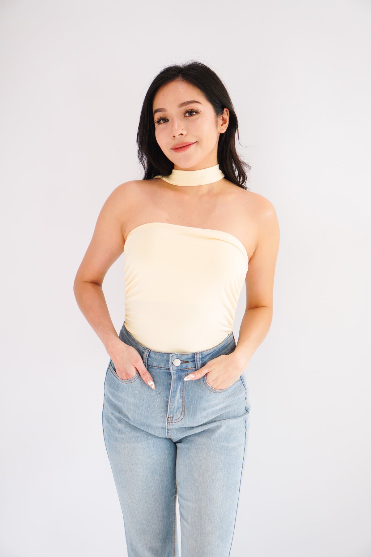 Amida Choker Tube Top in Yellow