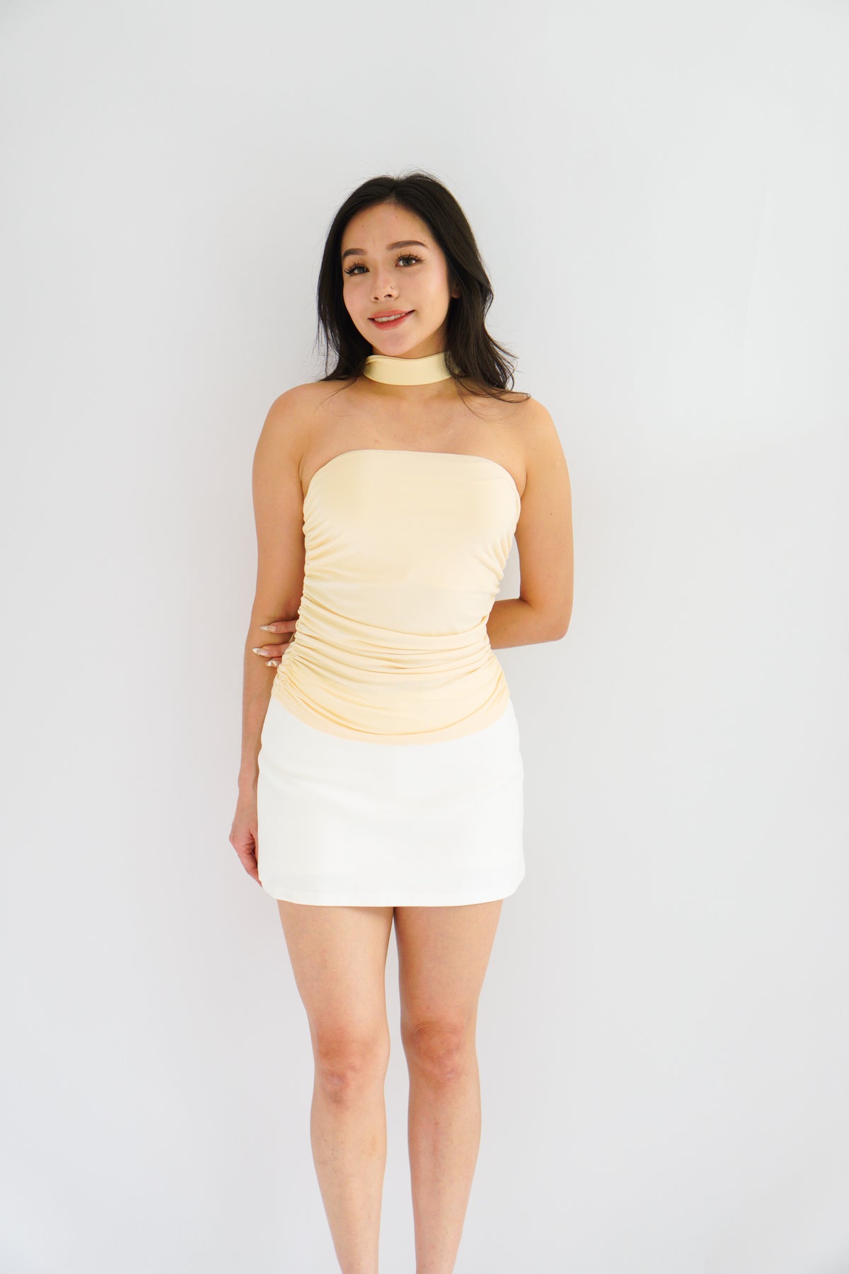 Amida Choker Tube Top in Yellow