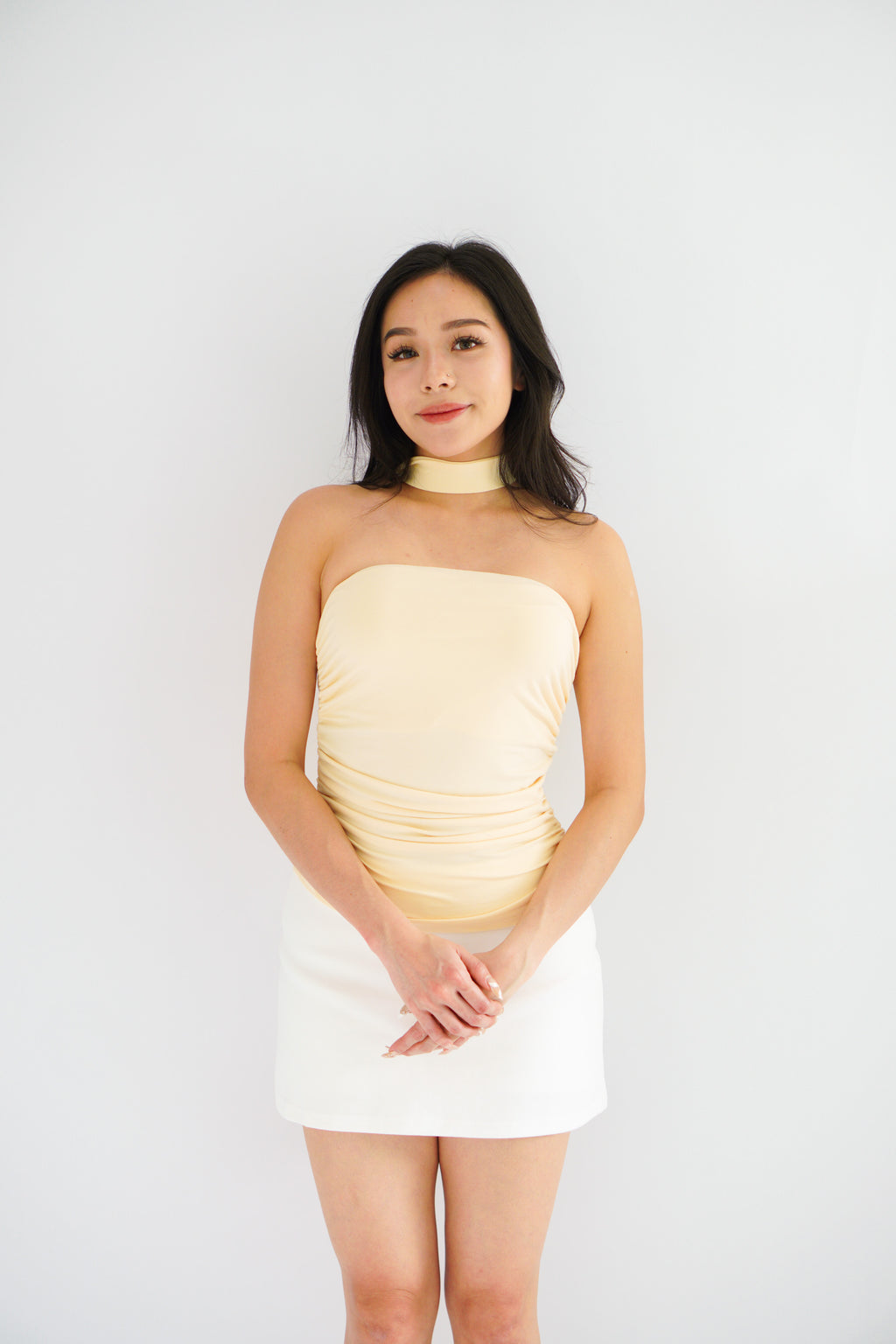 Amida Choker Tube Top in Yellow