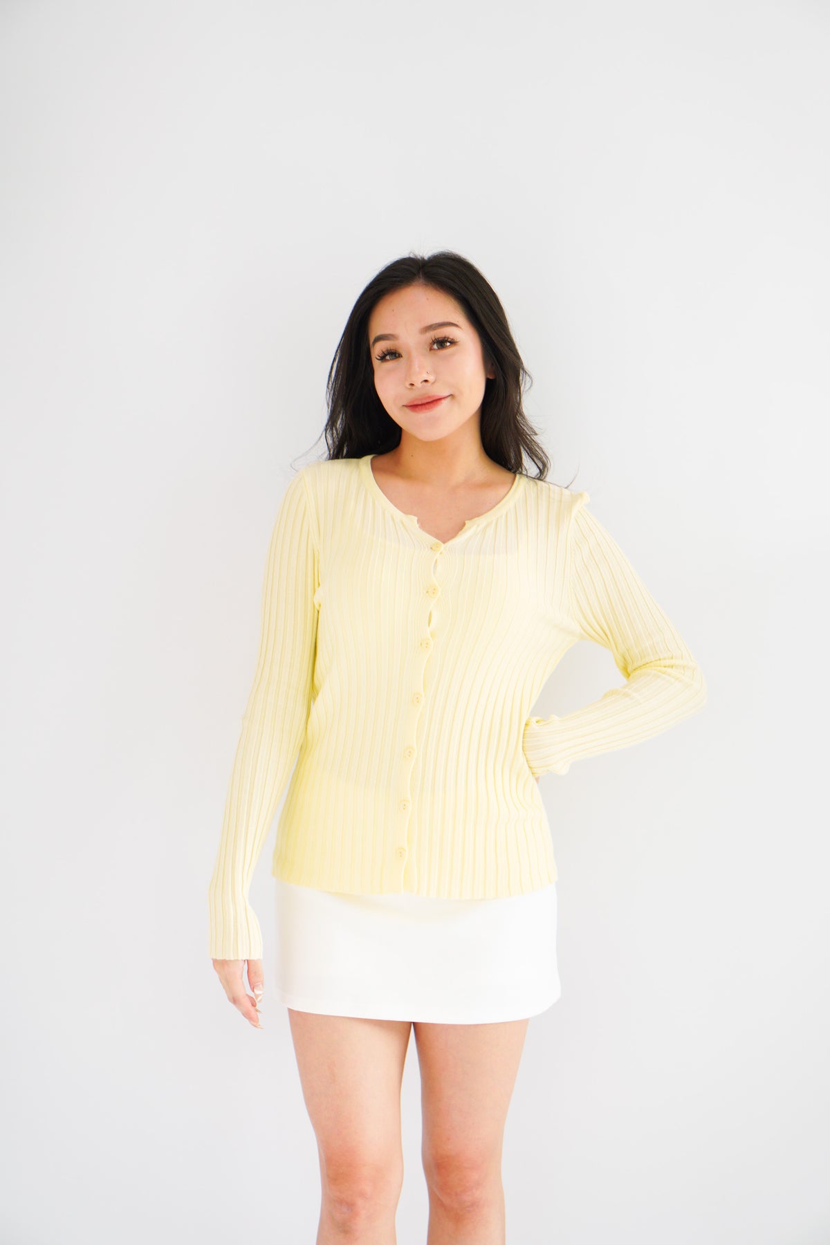(BACKORDER) Taffy Knit Cardigan in Light Yellow 2.0
