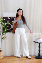 Ellis Button Down Long Sleeve Top in Grey