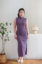 Zi He Plain Maxi Cheongsam in Purple