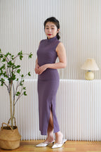Zi He Plain Maxi Cheongsam in Purple