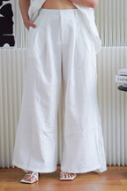 Mizelle V Neck Self Tie Top and Pants 2 Piece Set in White