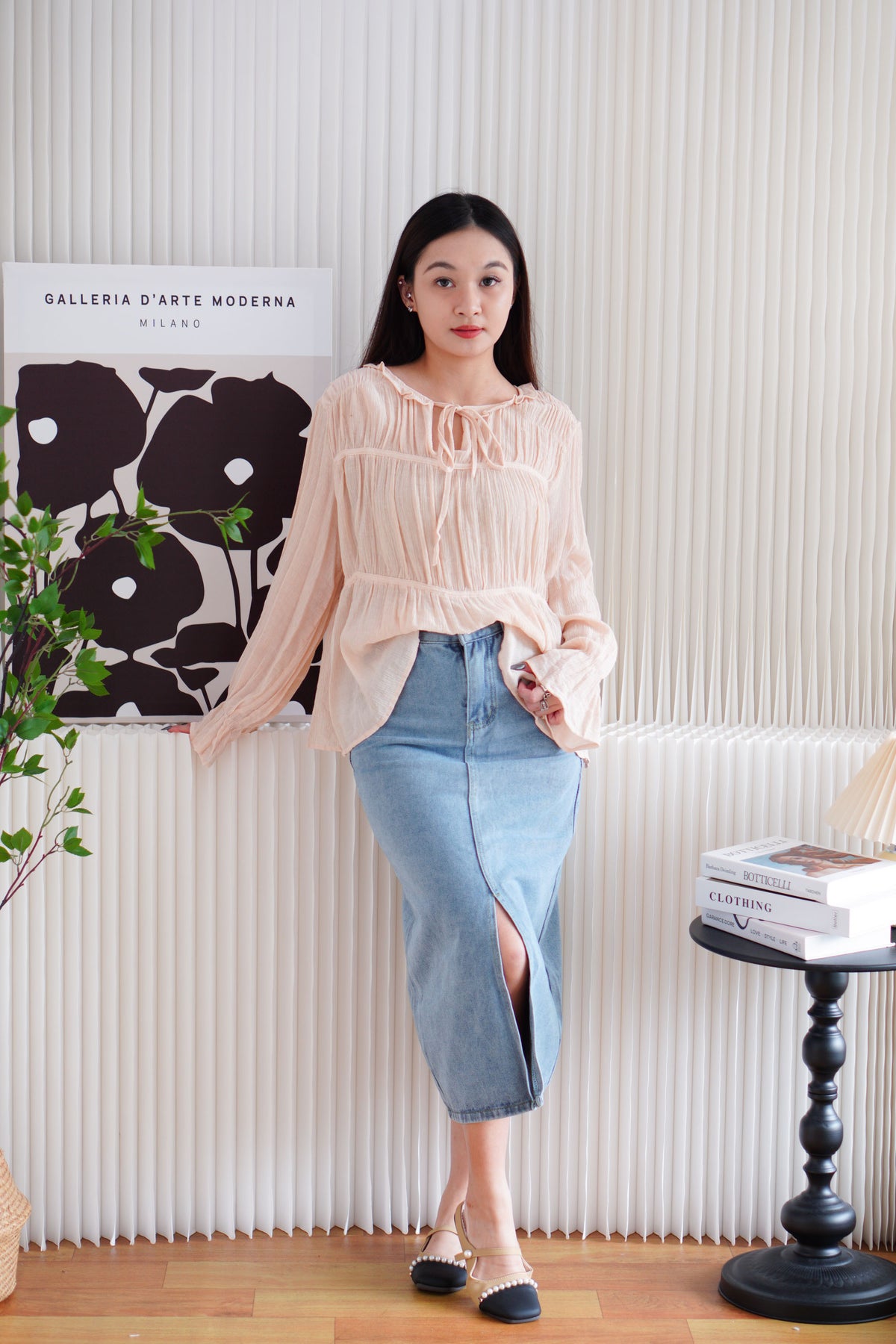 Minzy Long Sleeve Blouse Layered Top in Pink