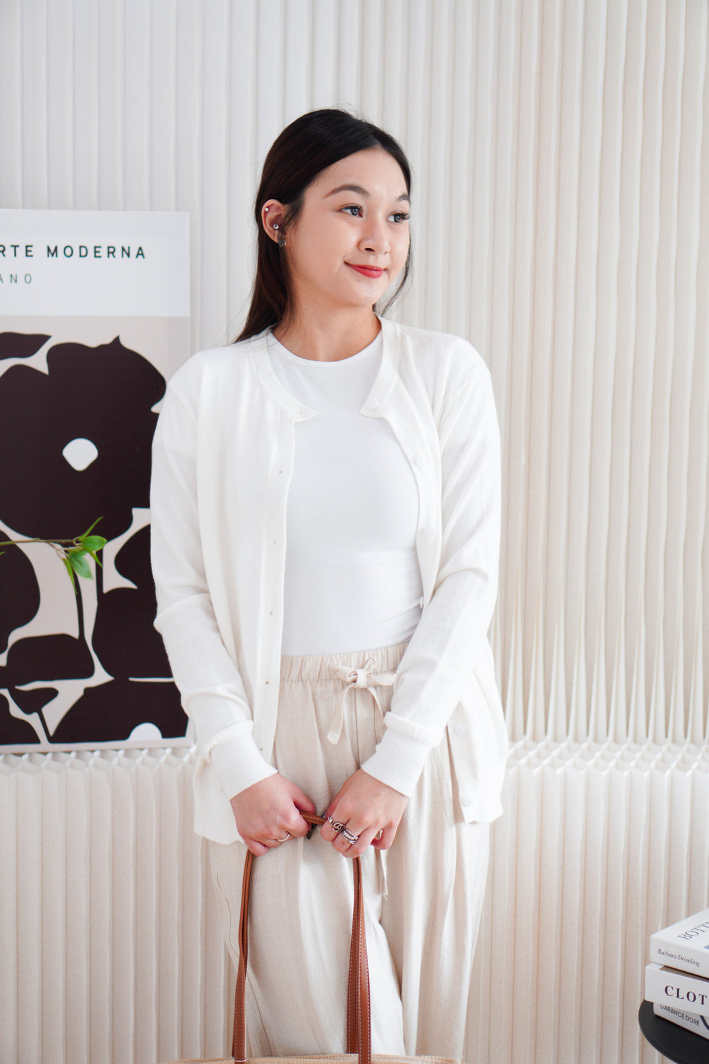 Minra Knit Cardigan in White