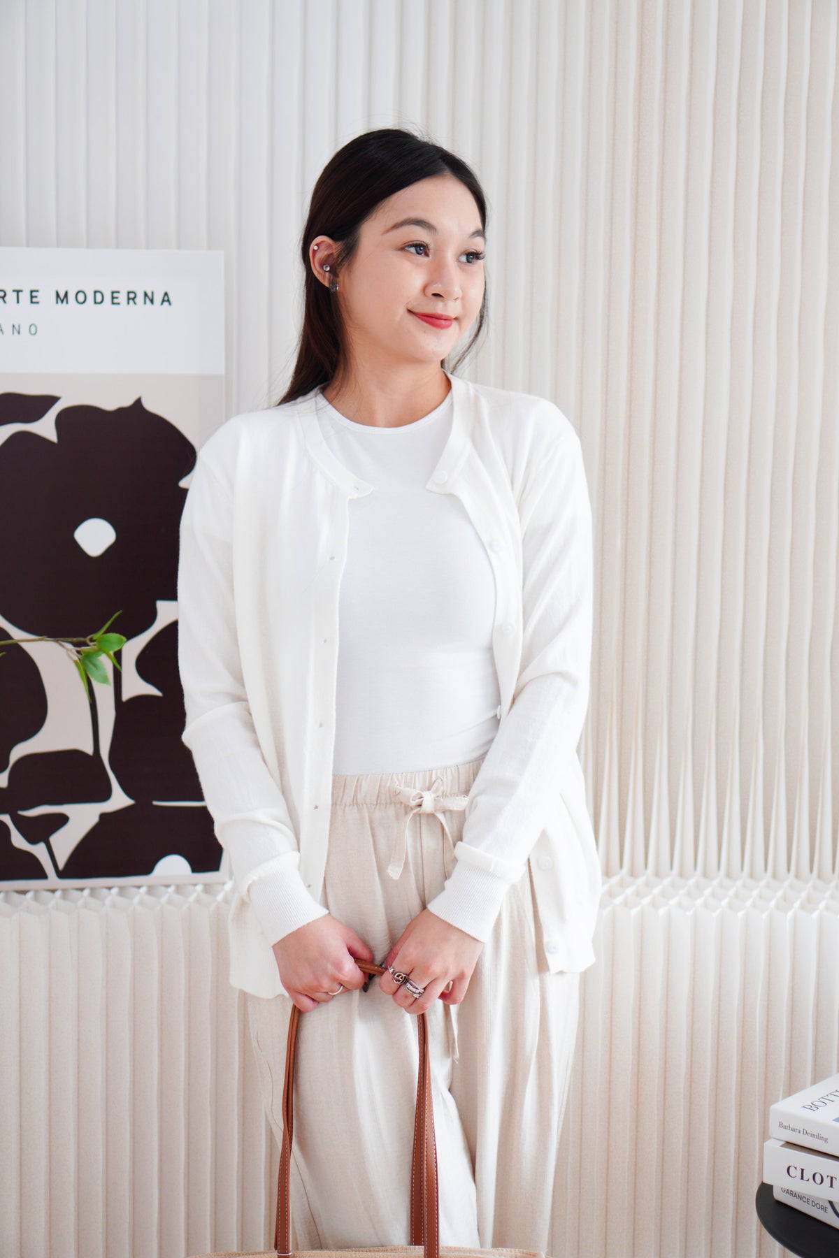 Minra Knit Cardigan in White