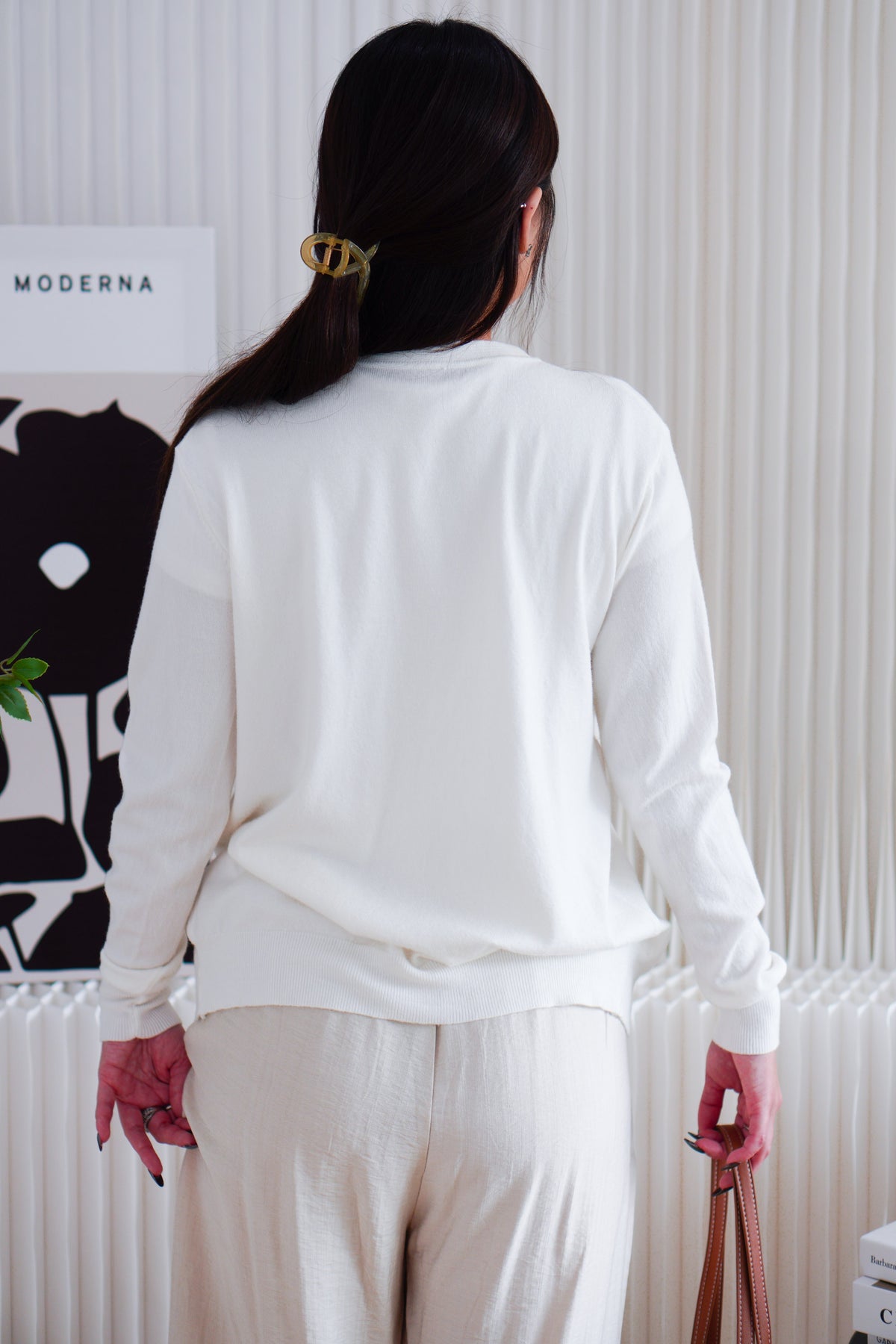 Minra Knit Cardigan in White