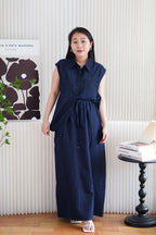 Kiena Denim 2 Piece Skirt Set in Blue