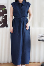 Kiena Denim 2 Piece Skirt Set in Blue