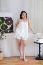 Nelisa Flowy Top with Shorts 2 Piece Set in White