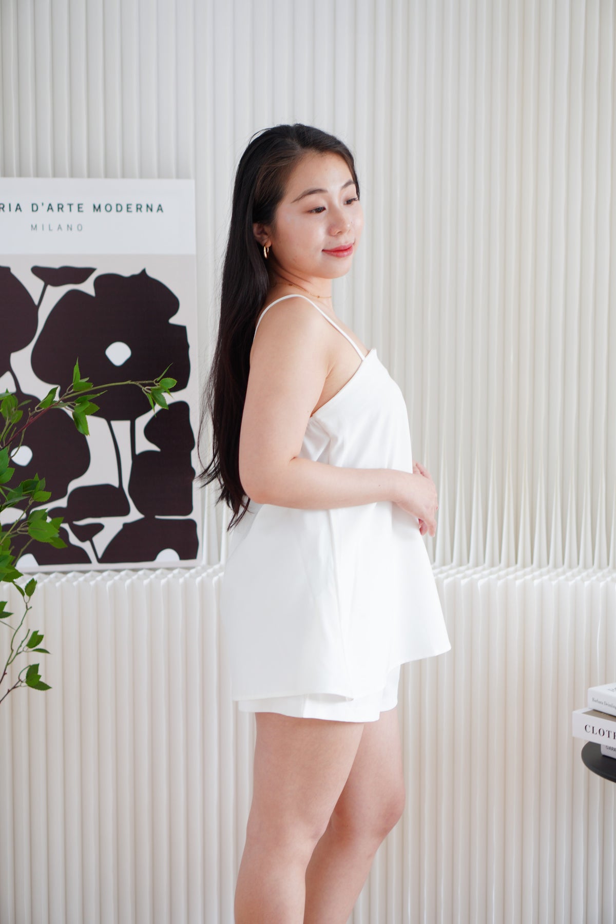 Nelisa Flowy Top with Shorts 2 Piece Set in White