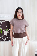 Toffee Short Sleeve Knit Top in Brown