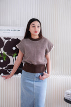 Toffee Short Sleeve Knit Top in Brown