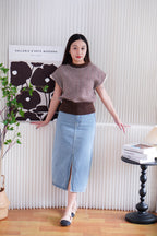 Toffee Short Sleeve Knit Top in Brown
