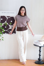 Toffee Short Sleeve Knit Top in Brown