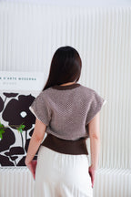 Toffee Short Sleeve Knit Top in Brown